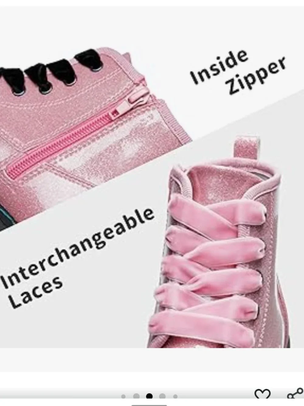 NWB DREAM PAIRS Girls Combat Pink glitter Ankle Boots Shoes size 2